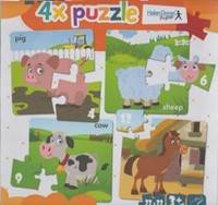 Kniha 4x puzzle Pig, sheep, cow, horse