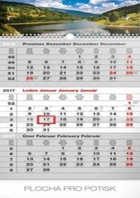 Krajina šedý 3měsíční - nástěnný kalendář 2017