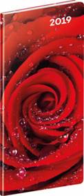 Vreckový diár Ruže SK 2019, plánovací mesačný, 8 x 18 cm