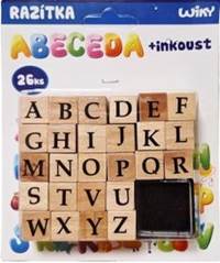 Kniha Drevené pečiatky sada s poduškou ABC 26ks + atrament
