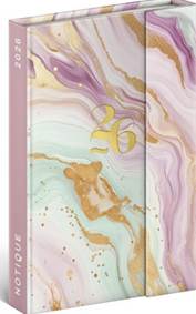 NOTIQUE Týždenný magnetický diár Ružový mramor 2026, 11 x 16 cm